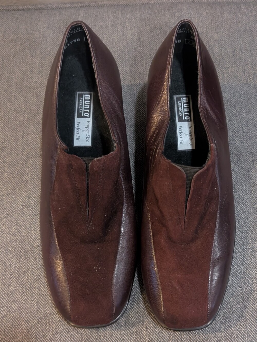 Munro Burgundy Leather & Suede Slip-On Loafers